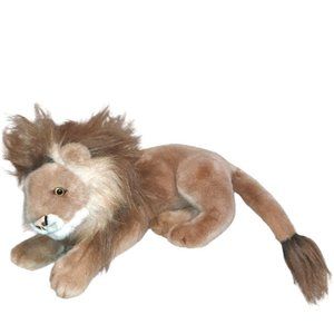A&A Plush Brown Lion Laying Stuffed Animal Toy 15"
